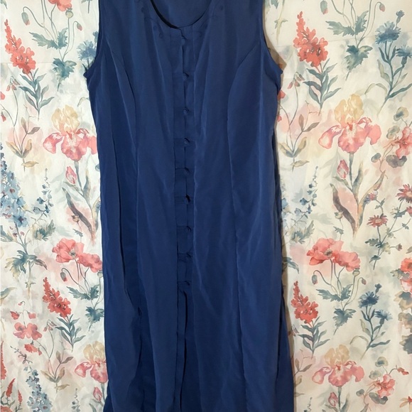 Vintage Sleeveless Blue Button-Down Dress - Picture 2 of 7